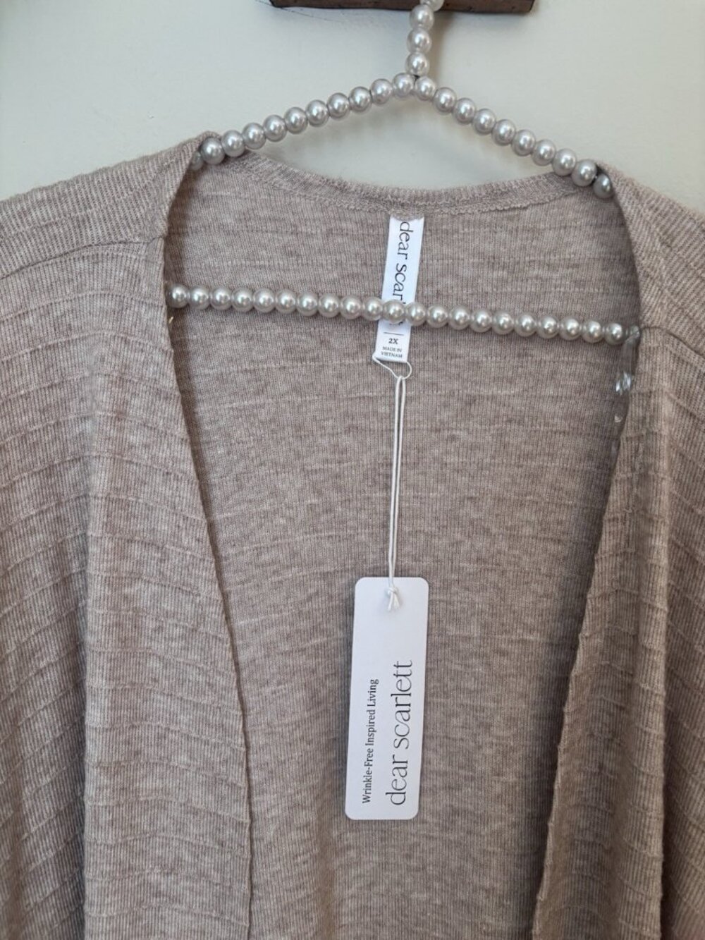 NWT Dear Scarlett Womens Size 2X Tan Cardigan Sweater Pockets Open Front - Picture 2 of 8